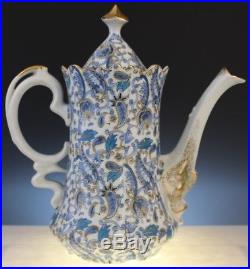 VTG Lefton China Art Nouveau Purple Paisley Floral Teapot Creamer Sugar Bowl Set