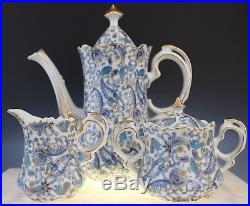 VTG Lefton China Art Nouveau Purple Paisley Floral Teapot Creamer Sugar Bowl Set
