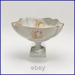 VTG Limoges Statement Porcelain Compote Gold Bird Of Paradise Centerpiece Bowl
