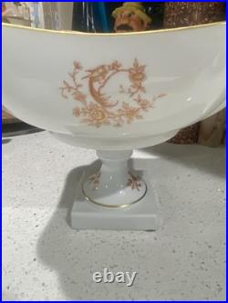 VTG Limoges Statement Porcelain Compote Gold Bird Of Paradise Centerpiece Bowl