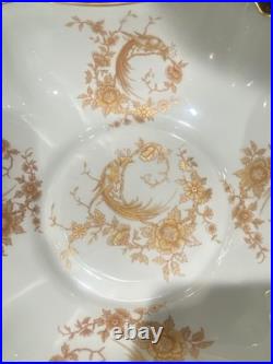 VTG Limoges Statement Porcelain Compote Gold Bird Of Paradise Centerpiece Bowl