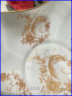 VTG Limoges Statement Porcelain Compote Gold Bird Of Paradise Centerpiece Bowl