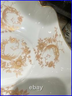 VTG Limoges Statement Porcelain Compote Gold Bird Of Paradise Centerpiece Bowl