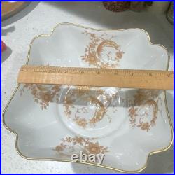 VTG Limoges Statement Porcelain Compote Gold Bird Of Paradise Centerpiece Bowl