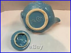 VTG MCCOY Pinecone 3 PC TEA SET w LID CREAMER & SUGAR BOWL Rare Blue Glaze