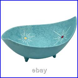 VTG MCM Starburst Atomic Snowflake Cleminsons Pottery Console Set Footed Bowl