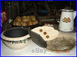 Vtg MID Century Studio Opt Art Brutalist Atomic Cookie Treat Jar Bowl Plate Set
