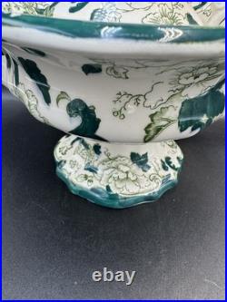 VTG Mason Patent Ironestone Chartreuse Pattern England Pedestal Bowl WithPitcher