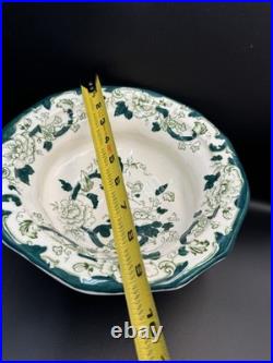 VTG Mason Patent Ironestone Chartreuse Pattern England Pedestal Bowl WithPitcher