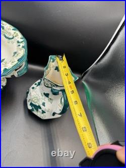 VTG Mason Patent Ironestone Chartreuse Pattern England Pedestal Bowl WithPitcher