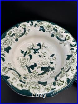 VTG Mason Patent Ironestone Chartreuse Pattern England Pedestal Bowl WithPitcher