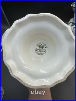 VTG Mason Patent Ironestone Chartreuse Pattern England Pedestal Bowl WithPitcher