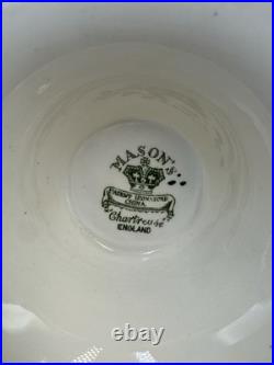 VTG Mason Patent Ironestone Chartreuse Pattern England Pedestal Bowl WithPitcher