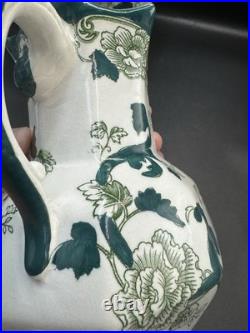 VTG Mason Patent Ironestone Chartreuse Pattern England Pedestal Bowl WithPitcher