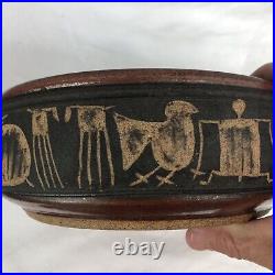 VTG Masterson Art Pottery Bowl Petroglyph Sante Fe Sgraffito Stoneware Signed