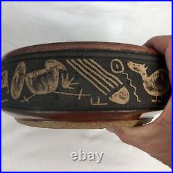 VTG Masterson Art Pottery Bowl Petroglyph Sante Fe Sgraffito Stoneware Signed