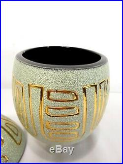 VTG Mid Century SASCHA BRASTOFF POTTERY EGG Footed LIDDED Jar Bowl ABSTRACT ART