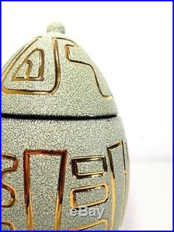 VTG Mid Century SASCHA BRASTOFF POTTERY EGG Footed LIDDED Jar Bowl ABSTRACT ART
