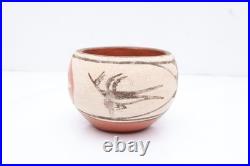 VTG Native American Zia Pueblo Pottery Bowl with Bird Design FIGURAL Pictorial 4