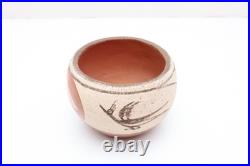 VTG Native American Zia Pueblo Pottery Bowl with Bird Design FIGURAL Pictorial 4
