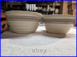 VTG Pair McCoy Pottery Beehive Mixing/Nesting Bowls # 9 and #10 Pink/Blue Stripe