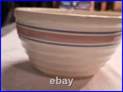 VTG Pair McCoy Pottery Beehive Mixing/Nesting Bowls # 9 and #10 Pink/Blue Stripe