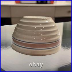 VTG Pair McCoy Pottery Beehive Mixing/Nesting Bowls # 9 and #10 Pink/Blue Stripe