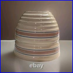 VTG Pair McCoy Pottery Beehive Mixing/Nesting Bowls # 9 and #10 Pink/Blue Stripe