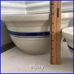 VTG Pair Roseville Ohio Nesting Mixing Bowls Friendship Blue Stripe 6 & 2 Qt VTG Pair Roseville Ohio Nesting Mixing Bowls Friendship Blue Stripe 6 & 2 Qt