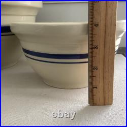 VTG Pair Roseville Ohio Nesting Mixing Bowls Friendship Blue Stripe 6 & 2 Qt VTG Pair Roseville Ohio Nesting Mixing Bowls Friendship Blue Stripe 6 & 2 Qt