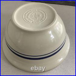 VTG Pair Roseville Ohio Nesting Mixing Bowls Friendship Blue Stripe 6 & 2 Qt