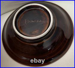 VTG Pete Pinnell Signed Studio Pottery Bowl Glossy Brown Glaze 73/8