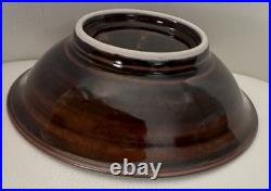 VTG Pete Pinnell Signed Studio Pottery Bowl Glossy Brown Glaze 73/8