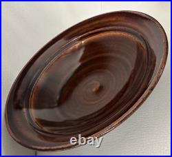 VTG Pete Pinnell Signed Studio Pottery Bowl Glossy Brown Glaze 73/8