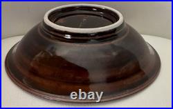 VTG Pete Pinnell Signed Studio Pottery Bowl Glossy Brown Glaze 73/8
