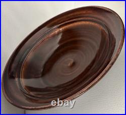 VTG Pete Pinnell Signed Studio Pottery Bowl Glossy Brown Glaze 73/8