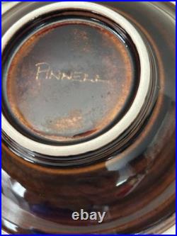 VTG Pete Pinnell Signed Studio Pottery Bowl Glossy Brown Glaze 73/8