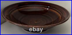 VTG Pete Pinnell Signed Studio Pottery Bowl Glossy Brown Glaze 73/8