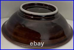 VTG Pete Pinnell Signed Studio Pottery Bowl Glossy Brown Glaze 73/8