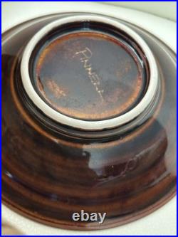 VTG Pete Pinnell Signed Studio Pottery Bowl Glossy Brown Glaze 73/8