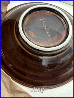 VTG Pete Pinnell Signed Studio Pottery Bowl Glossy Brown Glaze 73/8