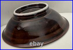 VTG Pete Pinnell Signed Studio Pottery Bowl Glossy Brown Glaze 73/8