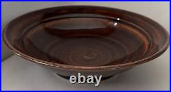 VTG Pete Pinnell Signed Studio Pottery Bowl Glossy Brown Glaze 73/8