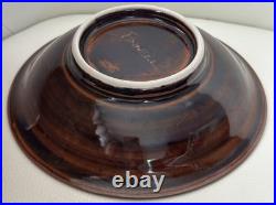 VTG Pete Pinnell Signed Studio Pottery Bowl Glossy Brown Glaze 73/8