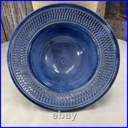 VTG Pigeon Forge Douglas Ferguson 10 Blue Bowl Signed Art Pottery Unique Rim