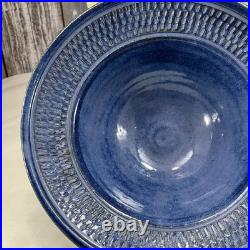 VTG Pigeon Forge Douglas Ferguson 10 Blue Bowl Signed Art Pottery Unique Rim
