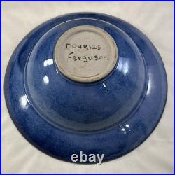 VTG Pigeon Forge Douglas Ferguson 10 Blue Bowl Signed Art Pottery Unique Rim