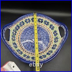 VTG Polish Pottery Deep Bowl Dish With Handles Unikat RARE & HTF Pattern Large