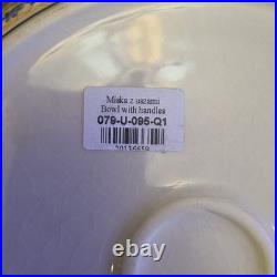 VTG Polish Pottery Deep Bowl Dish With Handles Unikat RARE & HTF Pattern Large