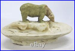 VTG Post WWII Era Royal Dux Bohemia Porcelain Bear Bowl Sculpture Figurine yqz